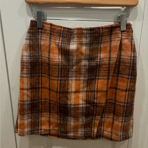 Orange and brown plaid tinsel town skirt